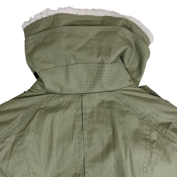 Hollister Olive Green Fur Collar Utility Jacket S - Picture 9 of 12